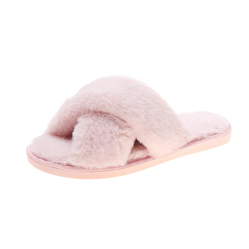 VAT-Compliant Fluffy Rabbit Fur Open-Toe Slippers for Cross-Border E-Commerce