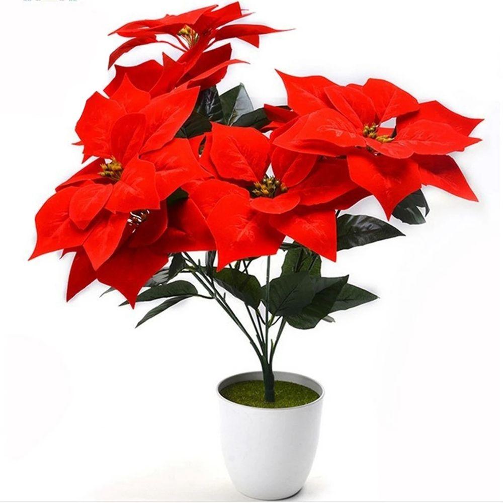 supplies Poinsettia Bushes Christmas Decoration Simulation bouquet Xmas Decor Christmas Bouquets