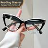 Fashion Rivet Anti-blue Light Cat Eye Reading Presbyopia Glasses Women Oversized FULL Frame Trendy Far Sight Eyeglasses