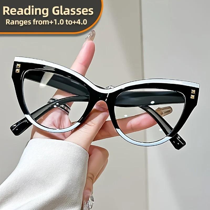 Retro Fashion Anti-blue Light Cat Eye Reading Glasses Unisex Trendy Oversized Presbyopic Eyeglasses