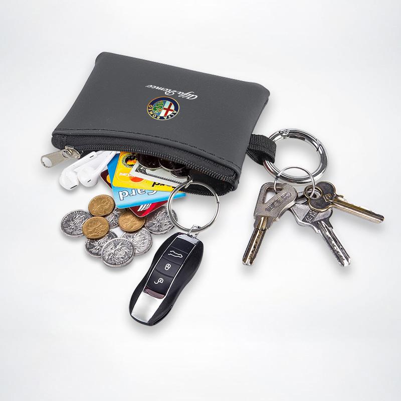 Car Key Bag Leather Mini Coin Purse Card Bag For Alfa Romeo 4C 159 Spider Giulia Giulietta 156 Tonale Mito GT166 Organizer Caddy ofh853