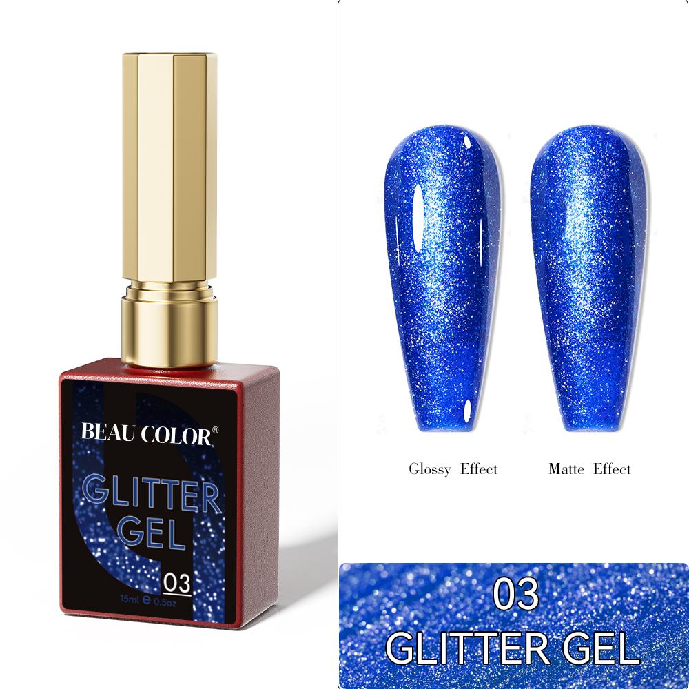BEAU COLOR 1 шт. 15 мл 8 цветов светоотражающий блестящий гель-лак коллекция УФ/светодиодный Рождественский блестящий цветной гель для дизайна ногтей маникюр своими руками
