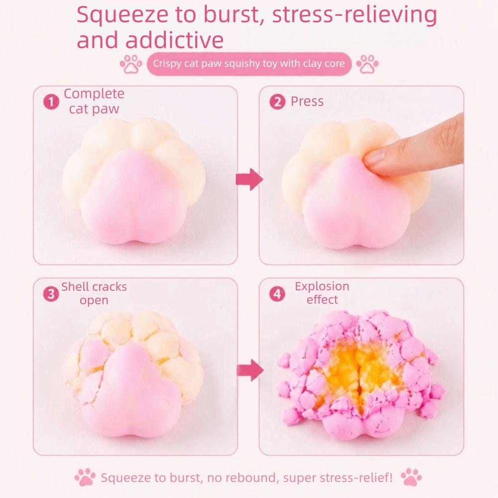 Cat Paw Crunch Squishy Toy Donut Crispy Feel Squishy Boys Girls Wax Cracking Squeeze Kids Adults