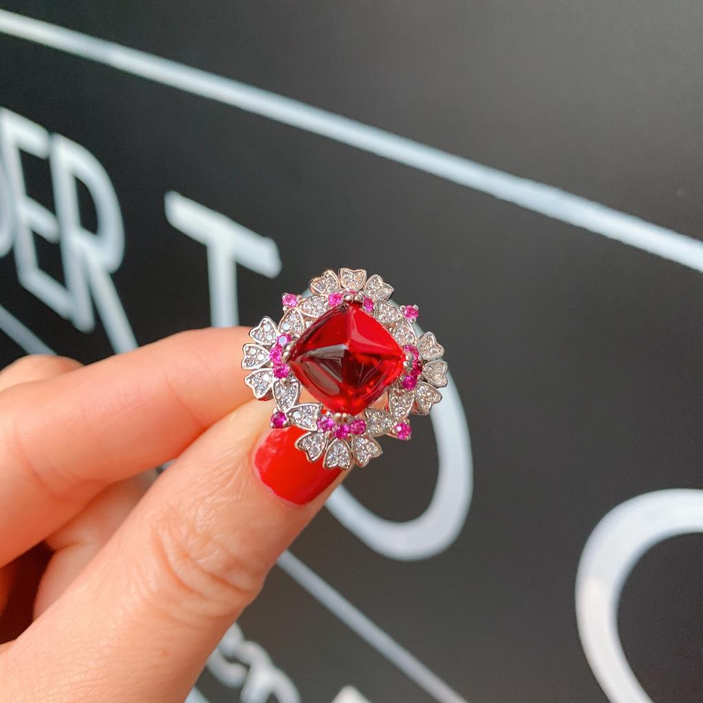 Кольцо с цирконом контрастного цвета, кольцо с микросапфиром и изумрудом, рубином, модное регулируемое кольцо.