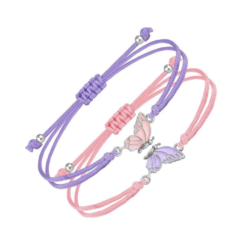 1 пара регулируемых браслетов с бабочками для женщин и мужчин, плетеные браслеты ручной работы, ювелирные аксессуары, подарки