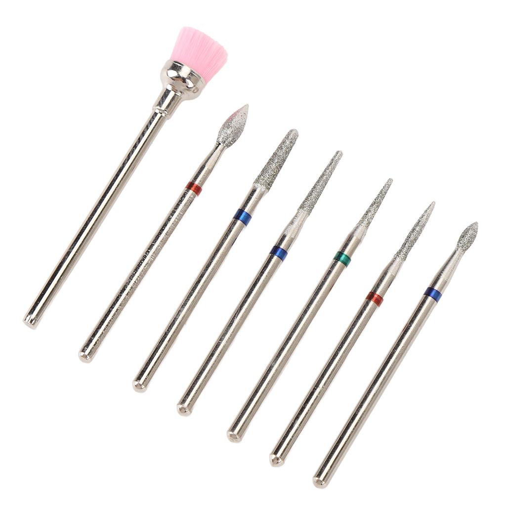 7 шт. Насадки из карбида вольфрама для маникюра, шлифовки ногтей, набор насадок для дрели для ногтей со щеточкой для чистки, прозрачные