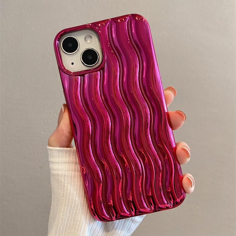 Роскошный серебряный гальванический чехол с 3d волнистым покрытием для Iphone 14 Pro Max 13 12 11 14 Plus с фиолетовым противоударным покрытием