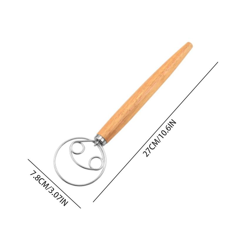 1Pc Danish Dough Whisk With Plastic Handle, Dutch Style Bread Whisk For Dough Cooking Kitchen With Stainless Steel Danish Whisk