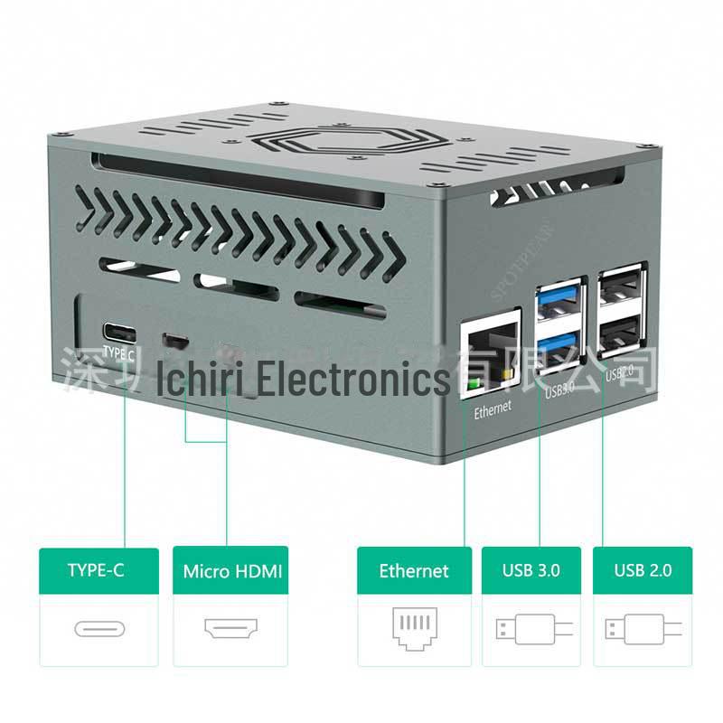 Корпус из алюминиевого сплава для Raspberry Pi 5 с медным радиатором и вентилятором, поддерживает расширение PCIE