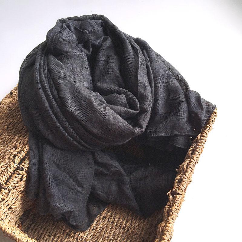 Cotton And Linen Solid Color Burgundy Japanese Scarf, Literary And Artistic Hollow Student Autumn And Winter Shawl, Thick Thermal Scarf