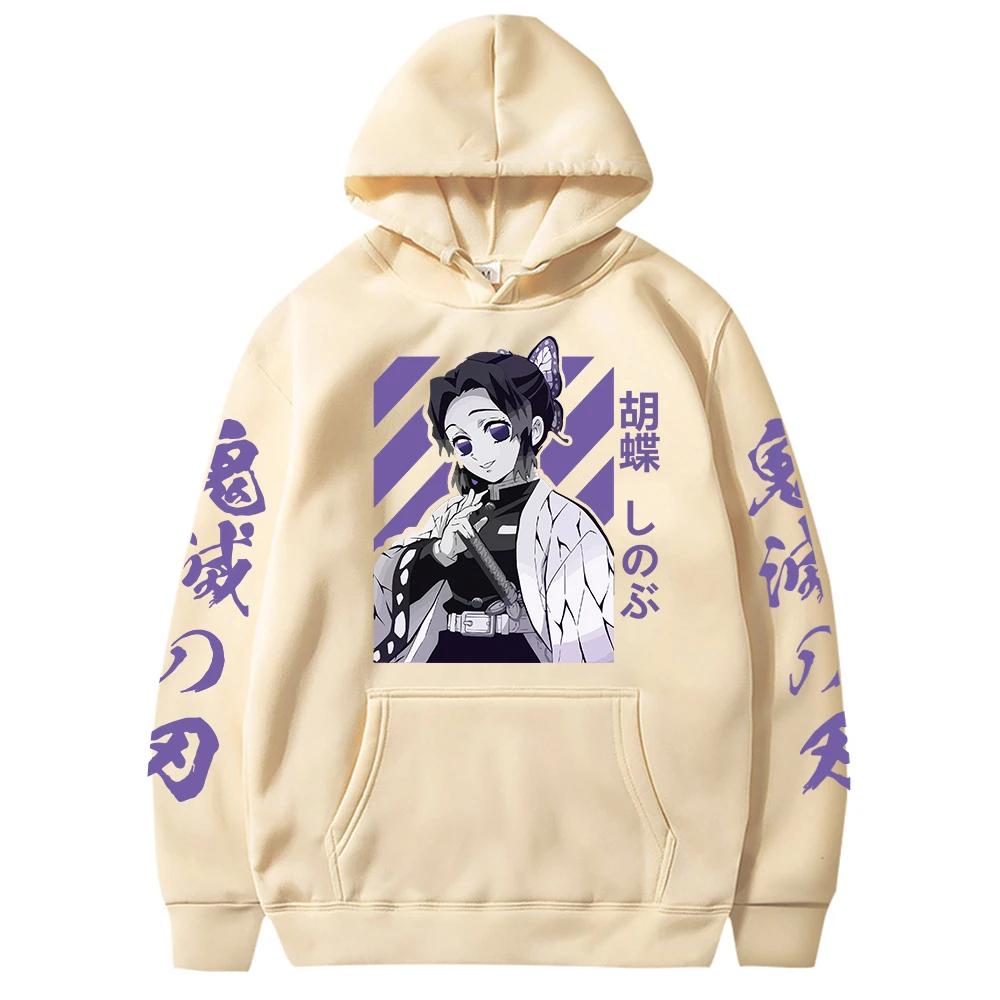 Demon Slayer Shinobu Kochou Graphic Hoodies Kimetsu No Yaiba Anime Hoodie Spring Warm Pullover Sweatshirts Tops