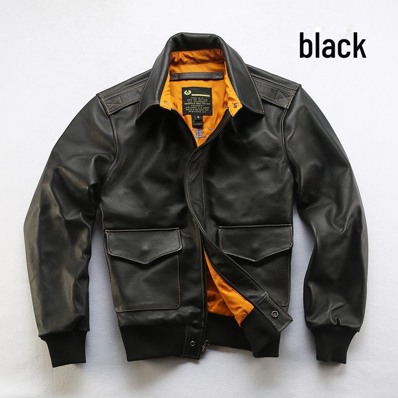 Мужская куртка из натуральной воловьей кожи с лацканами