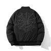 Mens Vintage Embroidered Bomber Jacket Thickened Streetwear Oversized Casual Outerwear Winter