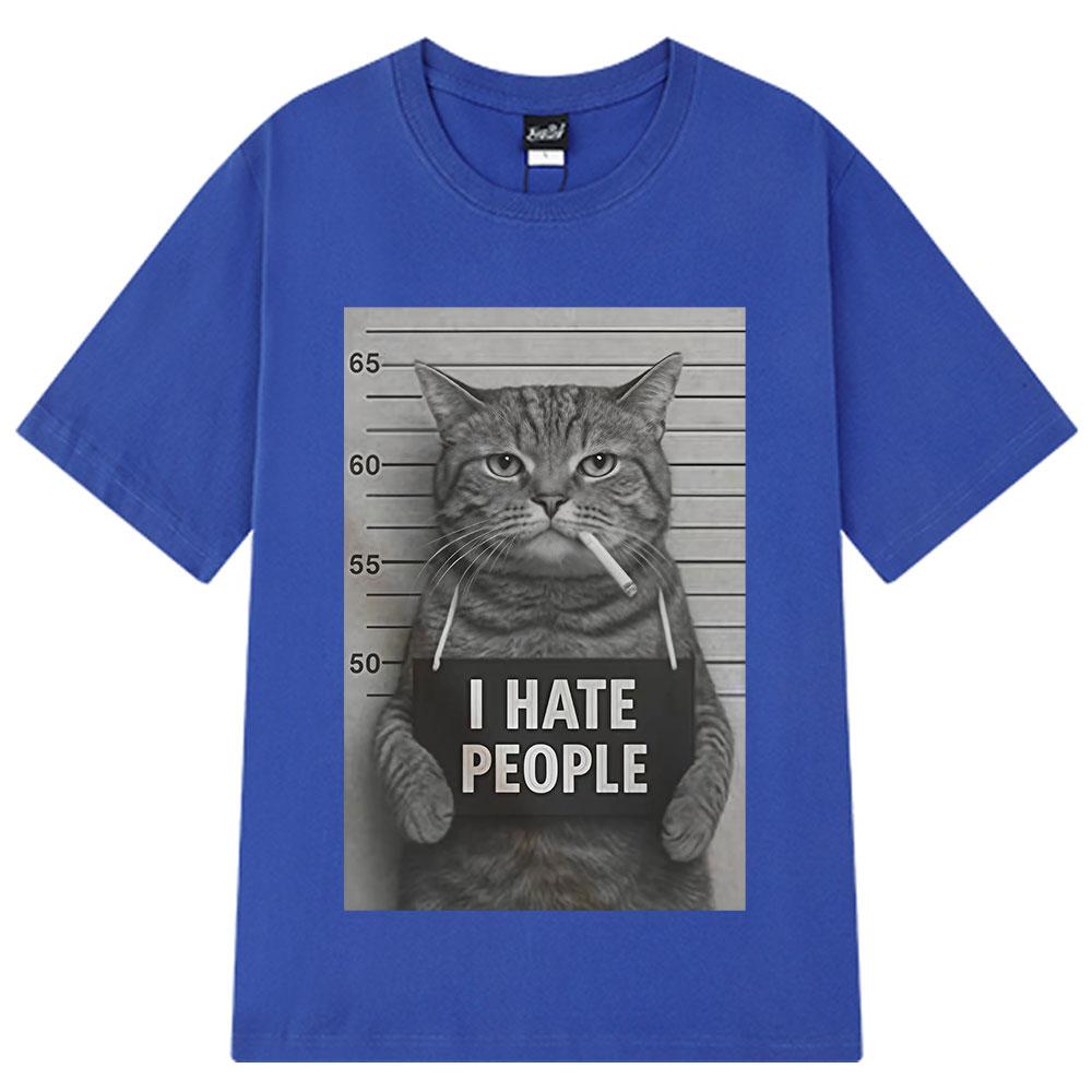 2026 Summer Cotton Printed TShirt Mugshot Cat Meme Graphic Tee Unisex WOMEN Plus Size Loose Casual Hip Hop Rap Breathable Top