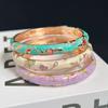 Enamel Peony Filigree Flower Bangle Double Bangle Women's Hand Bracelet  Gifts for Women Girl