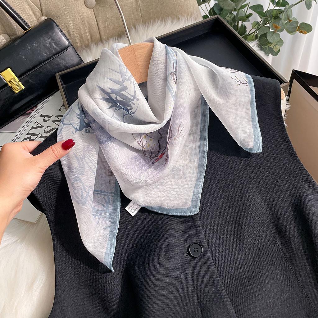 Luxury Square Scarf For Women Hijab Hair Bands Neckerchief For Beach Decoration Female Satin Shawl Ribbon Headband Wraps Bandana