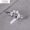 Animal Bear Cat Dog Paw Rainbow Blue Fire Opal Rings For Women 925 Sterling Silver Filled Zircon Heart Claws Wedding Thin Ring