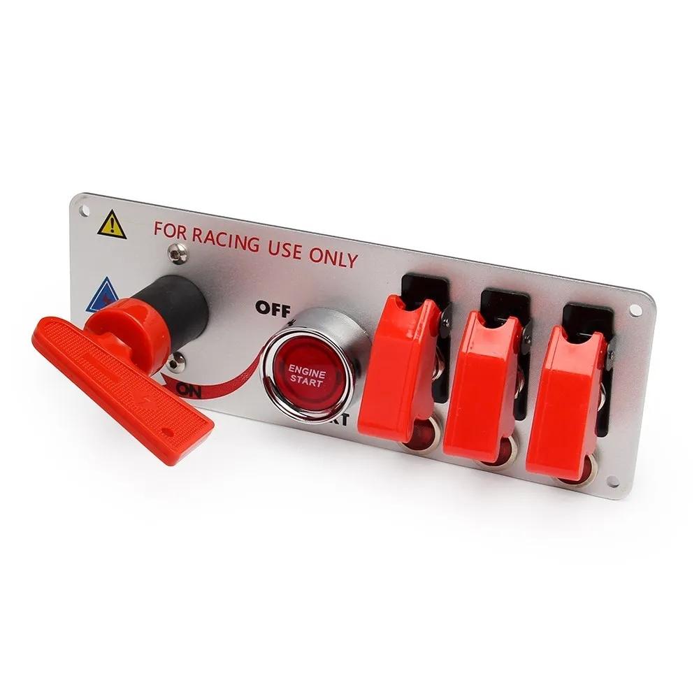12 В Авто Светодиодная панель Гоночный автомобиль Зажигание Двигатель Запуск Вкл/Выкл Кнопочный тумблер Панель Гоночный тумблер зажигания