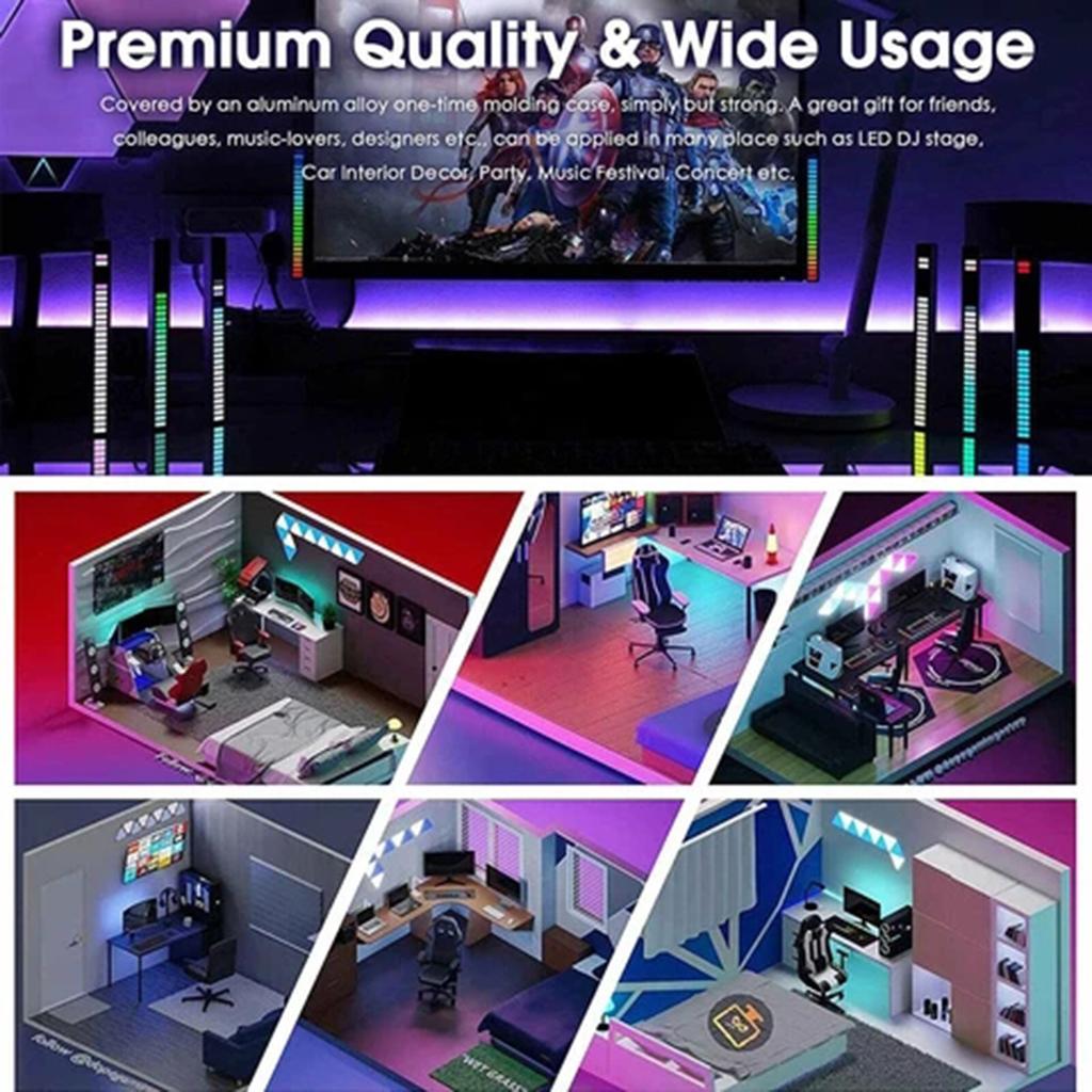 Звуковая активируемая подсветка, 32-битная световая панель RGB со звуковым управлением, красочная перезаряжаемая светодиодная подсветка, активируемая голосом световая панель RGB