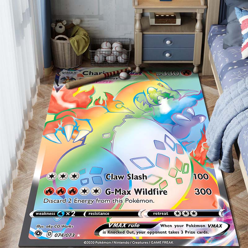 1 шт. Ковер с принтом Charizard из карт Pokémon для дома, гостиной, спальни, детской комнаты, нескользящий коврик для пола, ковер для игровой зоны, подарки