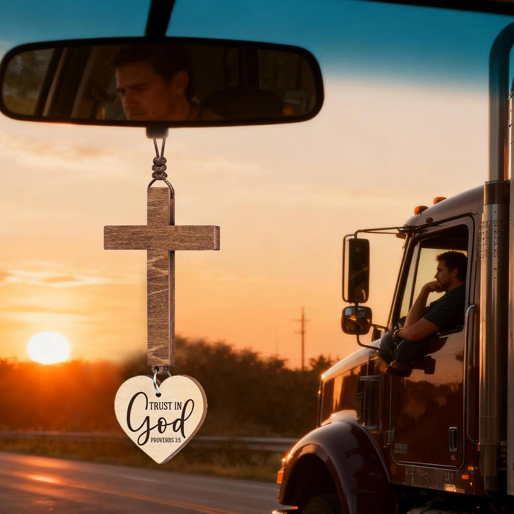 Подвеска-крест из дерева на зеркало заднего вида автомобиля, Библейский стих, Украшение, Унисекс, Христианский, Иисус, Украшения для салона автомобиля, Подарок