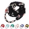 Beads Pendant Floral Print Necklace Scarf Simple Ethnic Style Vintage Chiffon Scarf for Home