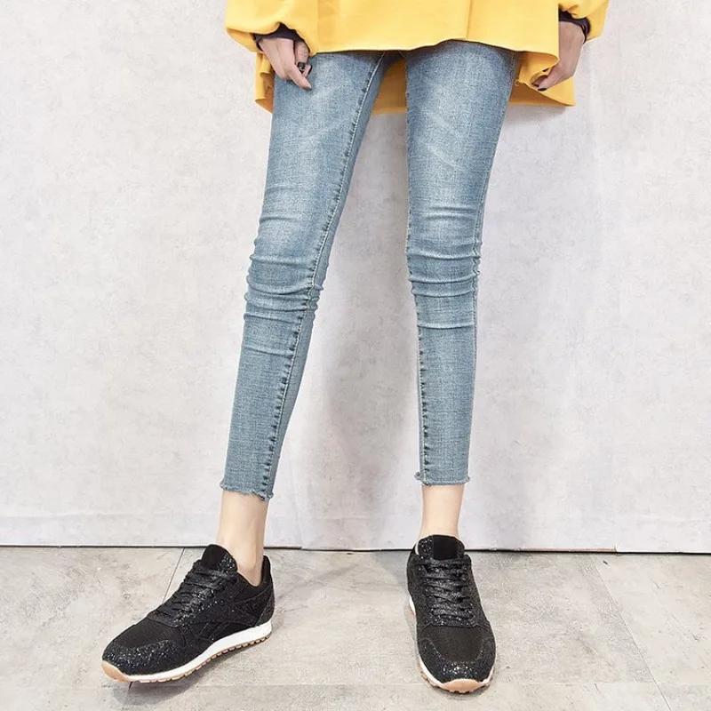 Женские кроссовки, блестящие, осенние, балетки, размер плюс 43, сетчатые, дышащие, женские, теннисные, кроссовки, женские, на платформе