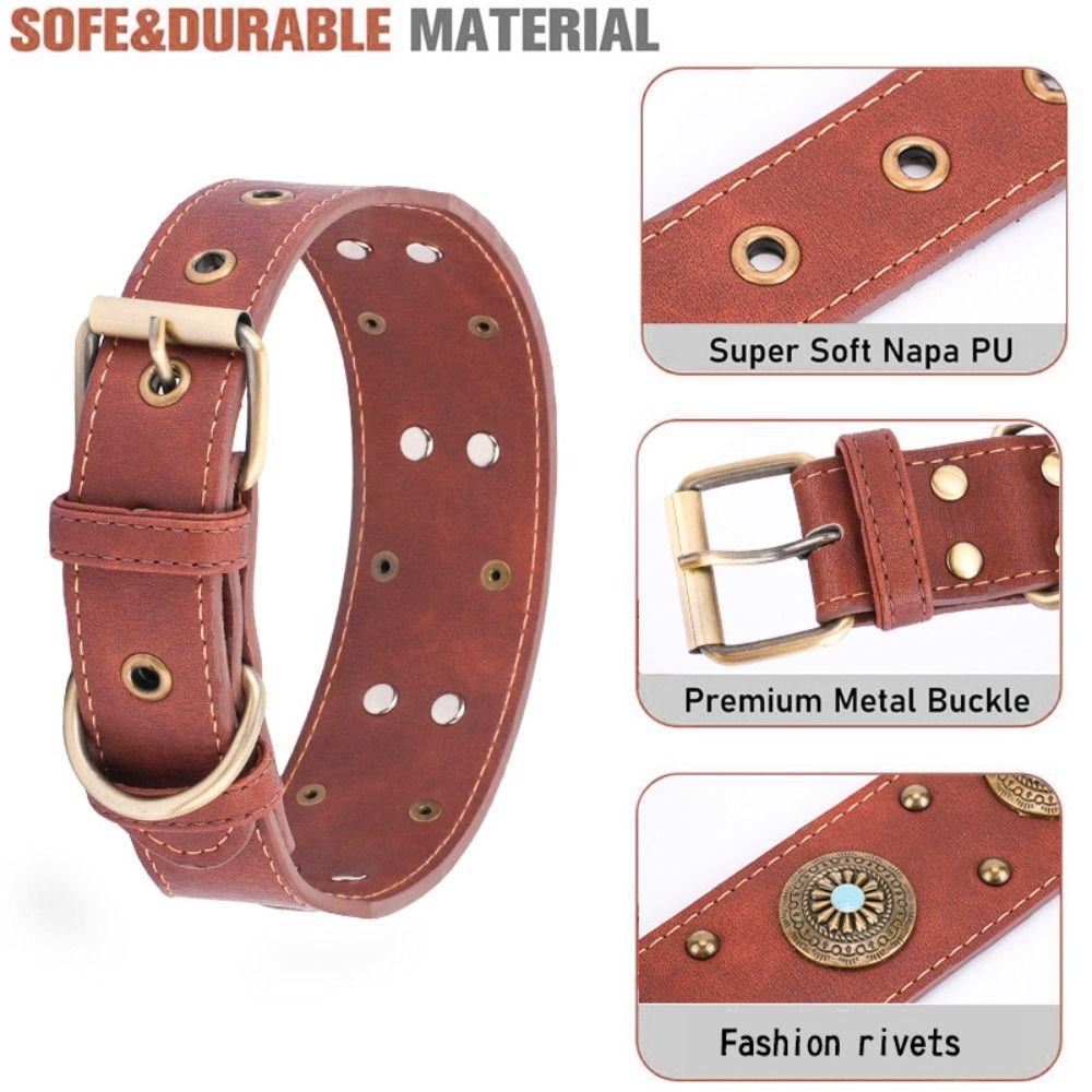 Изысканный ошейник для питомца Регулируемое ожерелье для щенка Кожаный ошейник для собаки Средняя Крупная собака