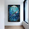 Abstract Sealife Stained Glass Pattern Art Poster Prints Canvas Painting Seahorse Manta Ray Whale Shark Dolphin Home Decor