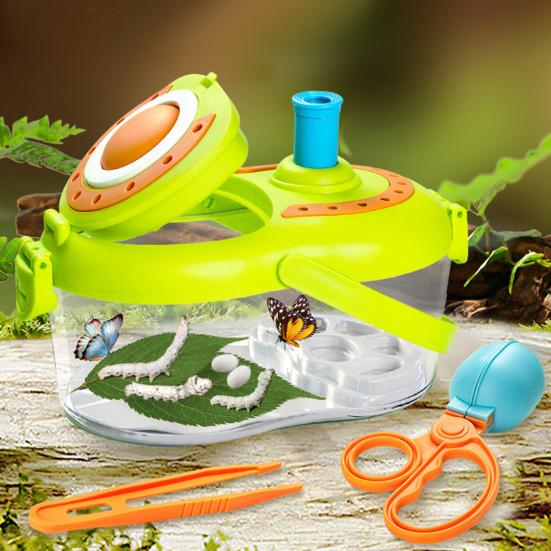 1 Set Insect Catcher Kit with LED Light Magnifying Glass Net Critter Keeper Multifunctional Insect Breeding Warehouse Outdoor Explorer Kit