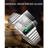 Thin Square Digital Analog Watches Slim Case Waterproof Steel Band Multi Function Retro Wrist Watch Unisex
