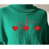 Women's Autumn and Winter Pure Color Simple Love Painted Turtleneck Sweater