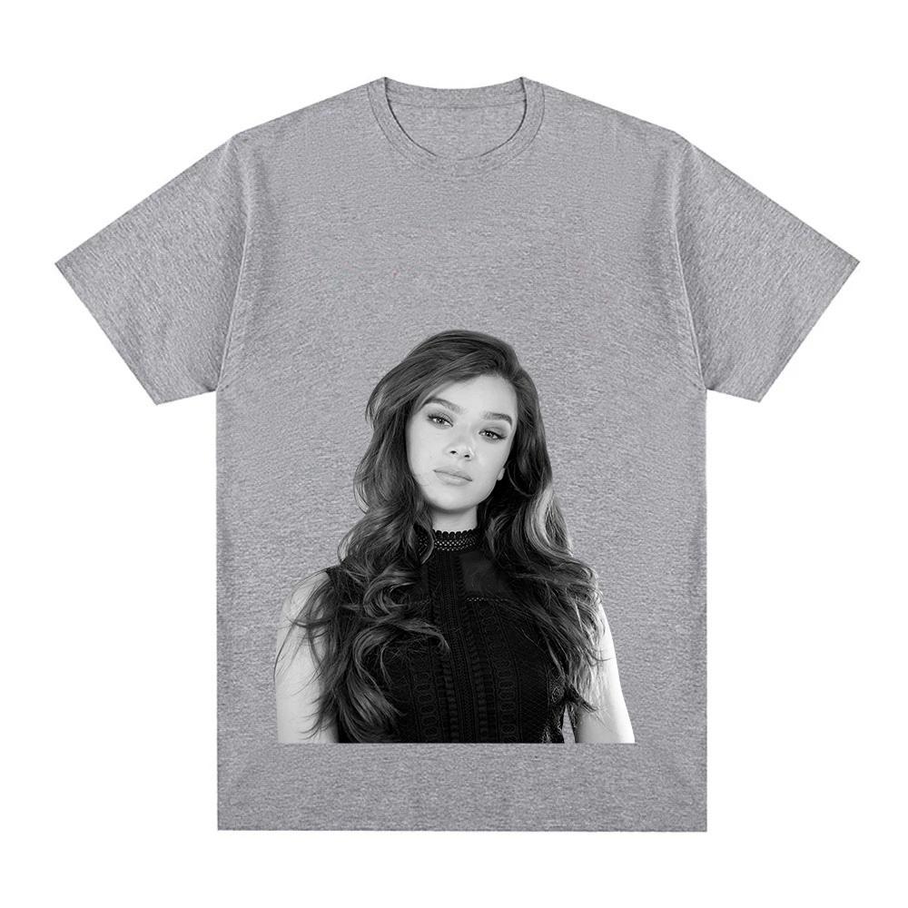 Футболка Hailee Steinfeld С круглым вырезом С коротким рукавом Графический принт Футболки Повседневная Модная Хлопковая одежда Одежда для женщин Одежда