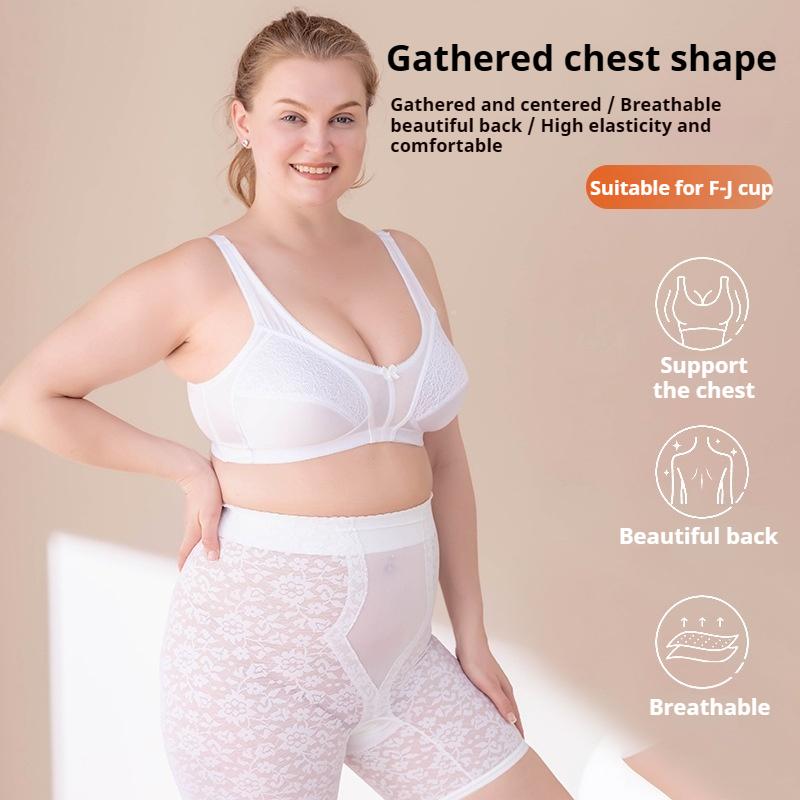 Large Size Bra Without Steel Ring Thin and Breathable Large Cup Sponge-free Underwear for Women with Large Breasts and Small Breasts