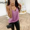 Spring and Summer V-neck Top Hot Gold Halter Casual Sexy Small Vest
