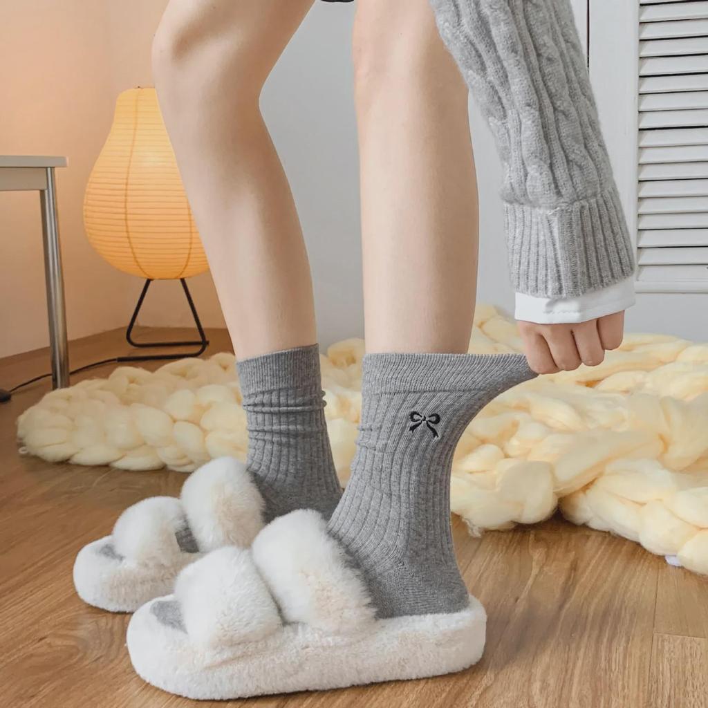 Японские носки MIU Girl Bow из хлопка в стиле ретро на осень-зиму — милые женские носки до середины голени в стиле колледжа