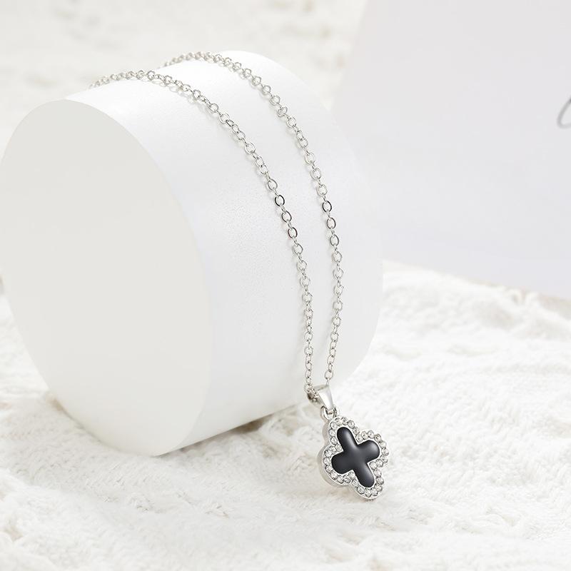 Двустороннее ожерелье с четырьмя листочками клевера из розового золота, подвеска из красного золота, сотня подходящих цепочек на ключицу, легкая роскошная подарочная бижутерия