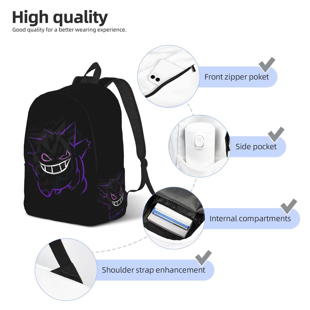 Модный Рюкзак Покемон Генгар Mochilas Супер Качество Для Офиса Работы Застежка-молния Rucksack