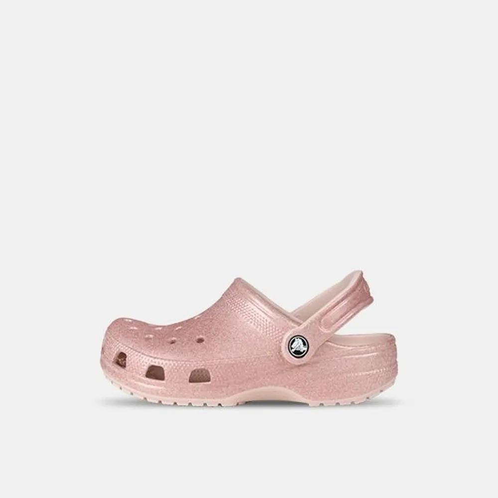 Crocs Kids Classic Glitter Clogs K Kids Junior Sandals Slippers Quartz 206993-6WV