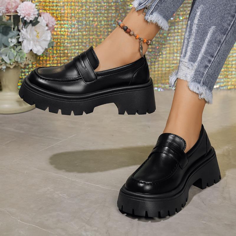 Повседневные лоферы на платформе женские в британском стиле, черные, коричневые кожаные туфли для женщин, удобные слипоны, плоская подошва, большие размеры, zapatos mujer