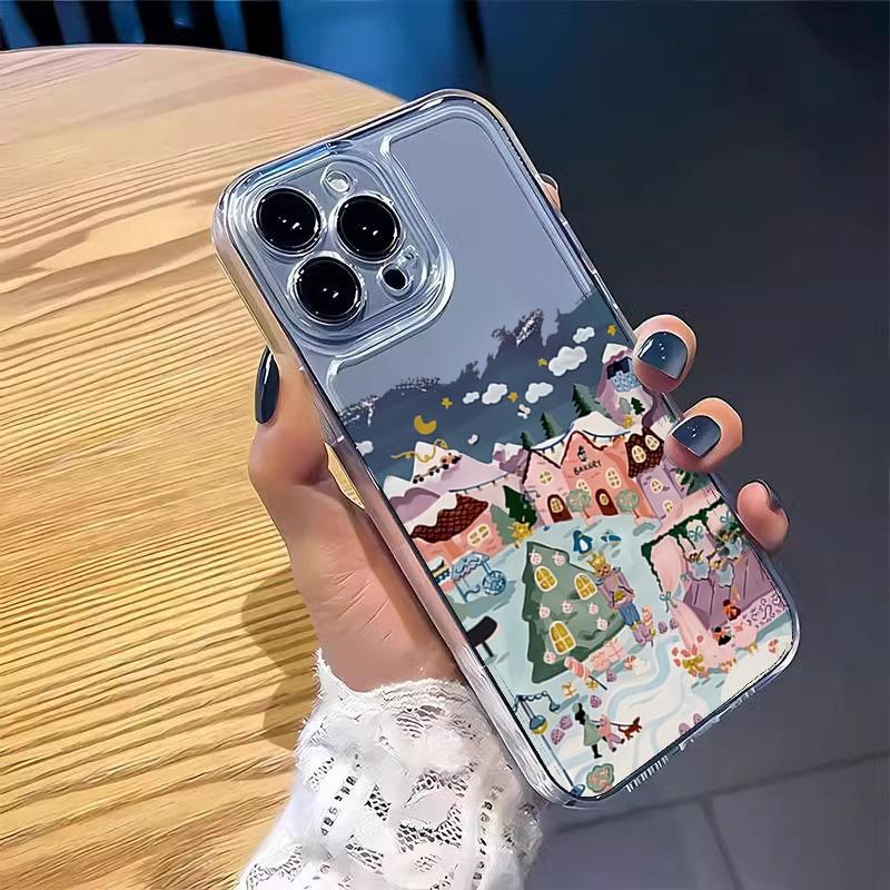 Подарки на Рождество Чехол для телефона Для iPhone 16 Pro Max 15 14 13 12 11 Mini 7 8 Plus X XS XR SE2 Мультяшный Прозрачный Силиконовый Чехол