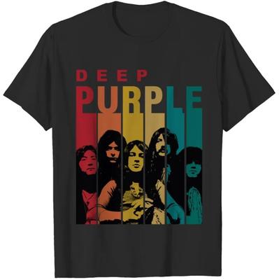 Темно-фиолетовая ретро-винтажная футболка Футболка группы Deep Purple Унисекс с коротким рукавом Унисекс футболка