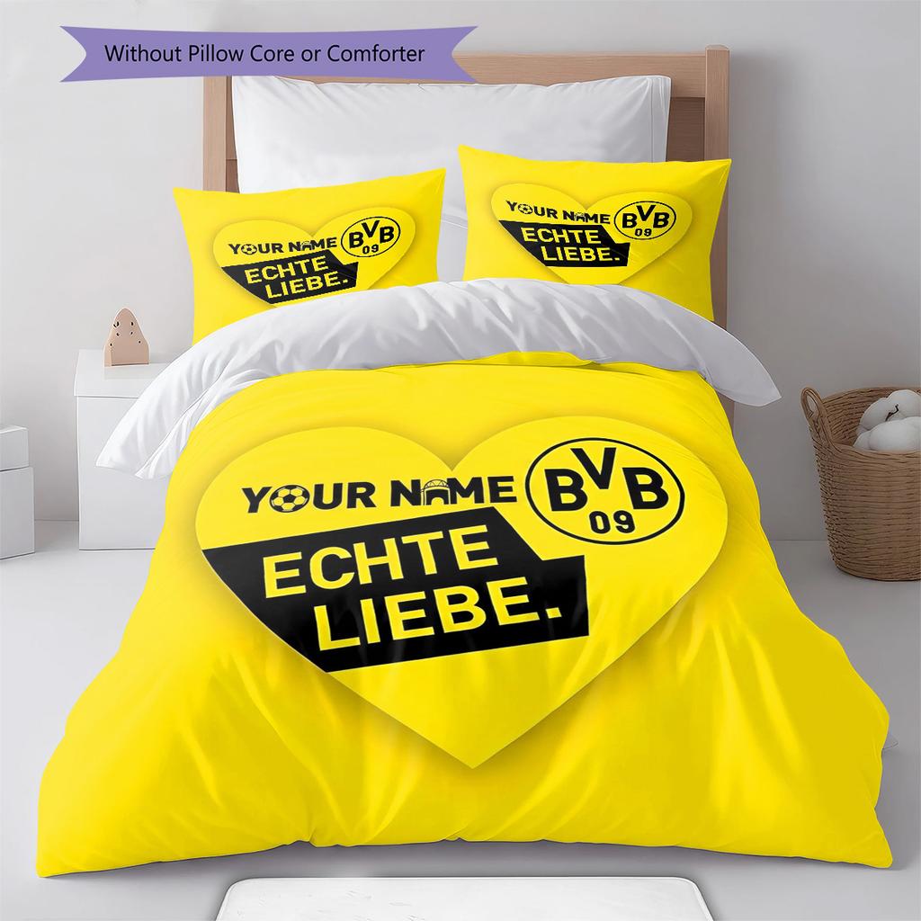 Bvb Fan Gear Custom Name Pattern Bedding Quilt Set Quilt Cover Pillowcase Home Birthday Gift(1 * duvet cover + 2 * pillowcase, without core)