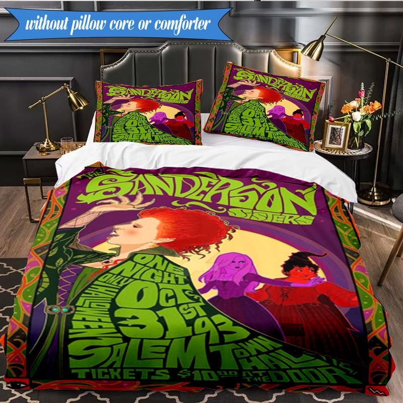 Halloween witches 3pcs K-pop music group Bedding set,Ideal for Bedroom, Dormitory,Including Duvet Cover And 2pcs Pillowcases,Fan gifts