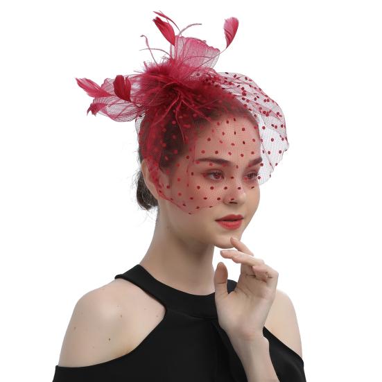 Feather Mesh Top Hat Headband Easy To Wear Style Headgear Daily Party Matching Lady Hair Accessories