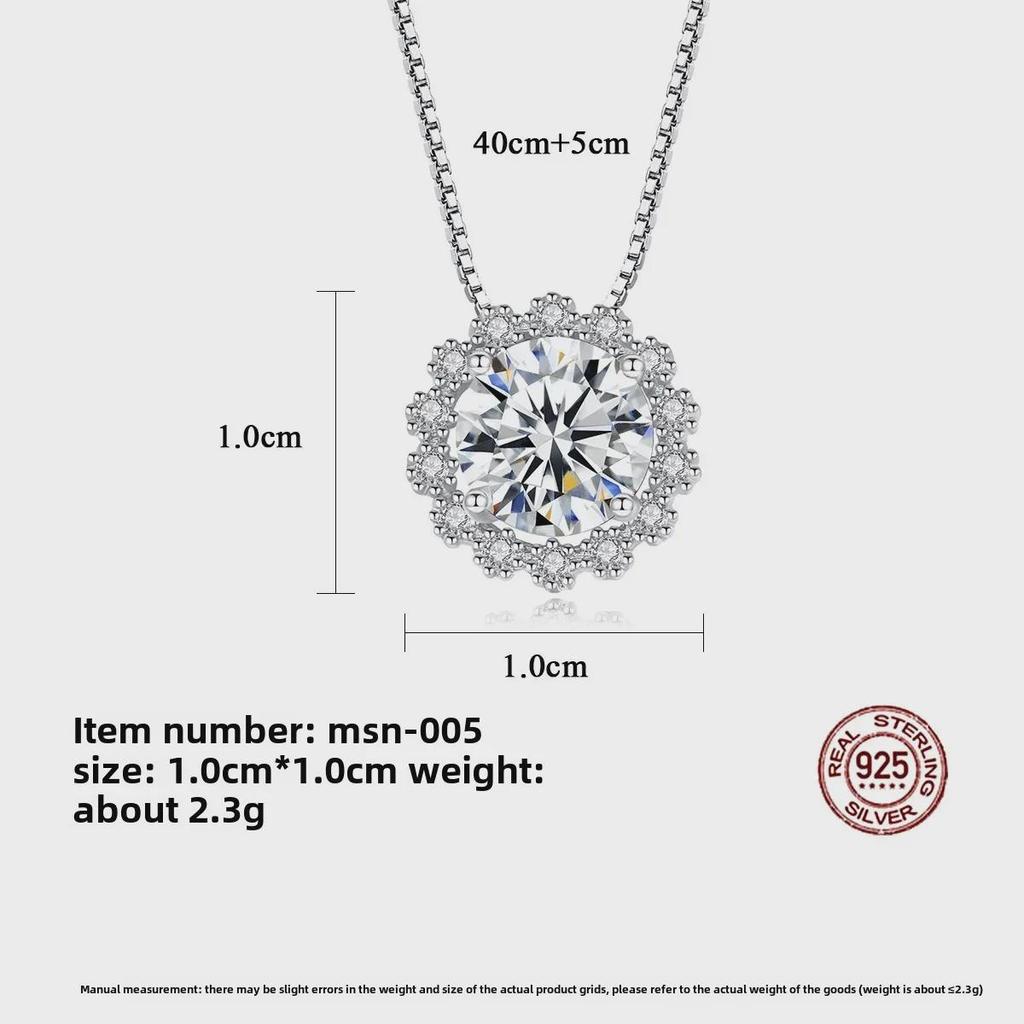 Ожерелье PAG&MAG Moissanite Snowflake для женщин - серебро 925 пробы, простой корейский дизайн