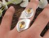 Твердое серебро 925 пробы, кольцо с драгоценным камнем с цитрином, кольцо ручной работы, кованое кольцо, эффектное кольцо, серебряные ювелирные изделия с подвесками