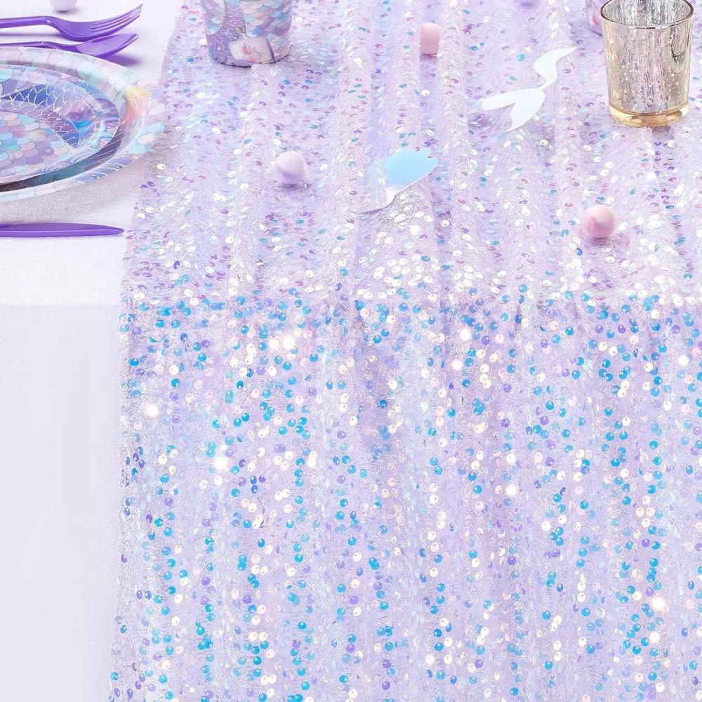 Glitter Mermaid Theme Table Runner Rectangular Table Cover Gorgeous Table Cloth  Wedding