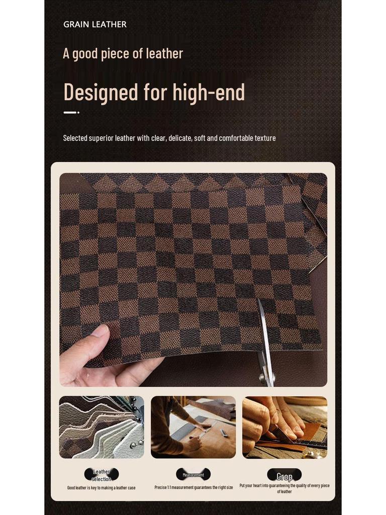 Роскошный кожаный чехол для телефона IQOO15: Высококлассный, Гальванизированный, Противоударный Клетчатый Дизайн для Мужчин