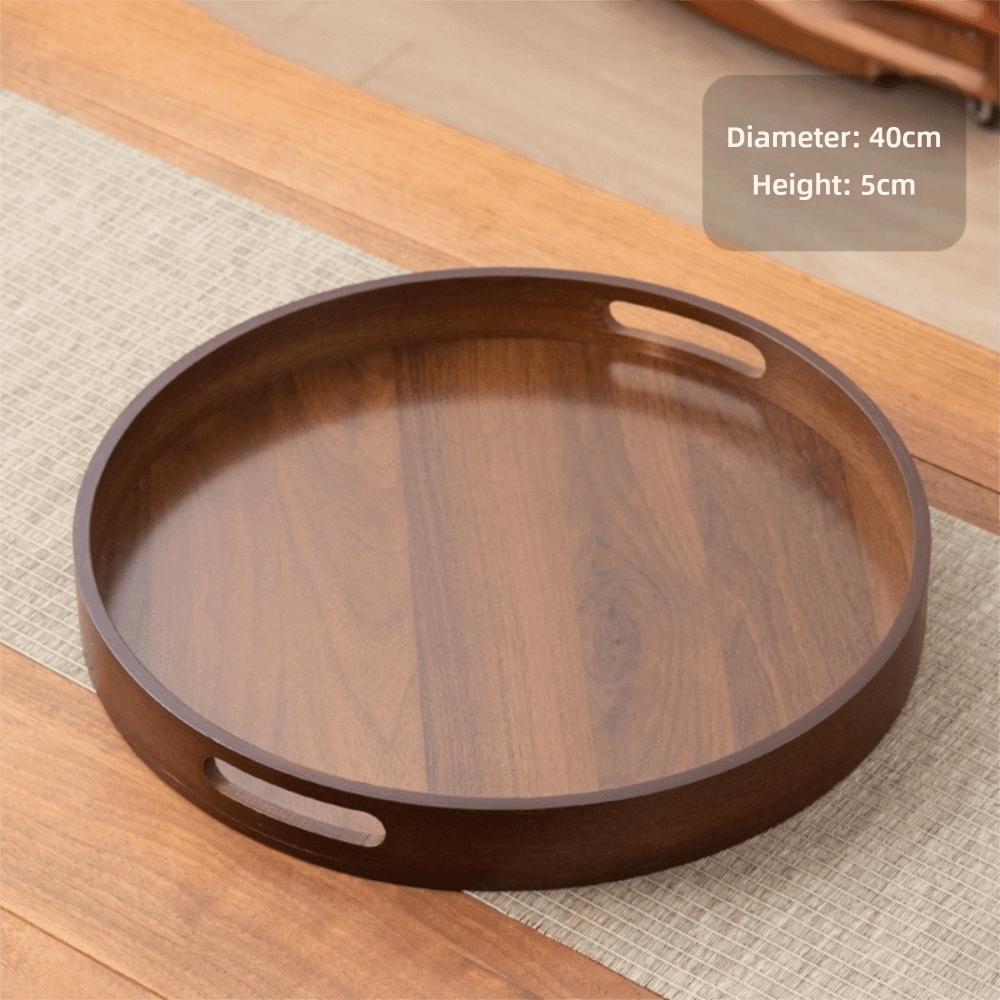 Walnut Color Food Storage Trays Round Dessert Pallet Decorate Tray Bamboo Wooden Tray Kitchen
